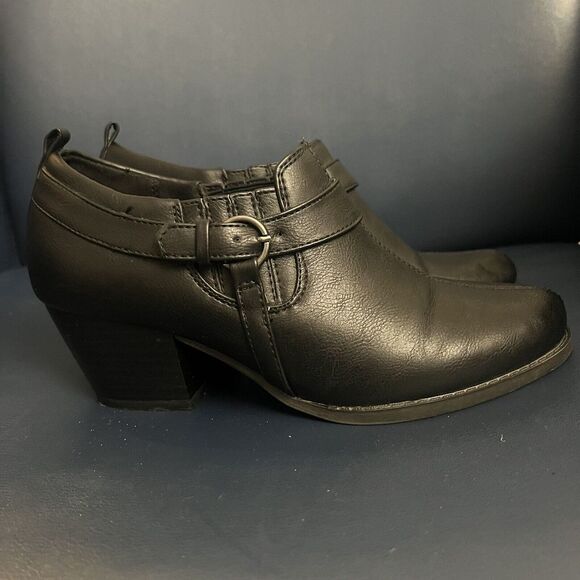 BareTraps Shoes - Baretraps 7M Ramani Women's shoes Black Slide Buckle‎ Bootie Cuban Heel